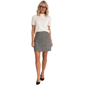 Kasper Black & White Houndstooth Skirt 4 Petite Classic Career